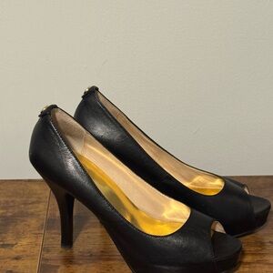 Michael Kors Elegant Black Peep-Toe Heels Size 10